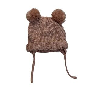 Zara Infant Pink Winter Hat Pom Pom Beanie Size 0-1